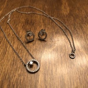 Dainty Sterling Silver CZ Set (Earrings & Necklace)